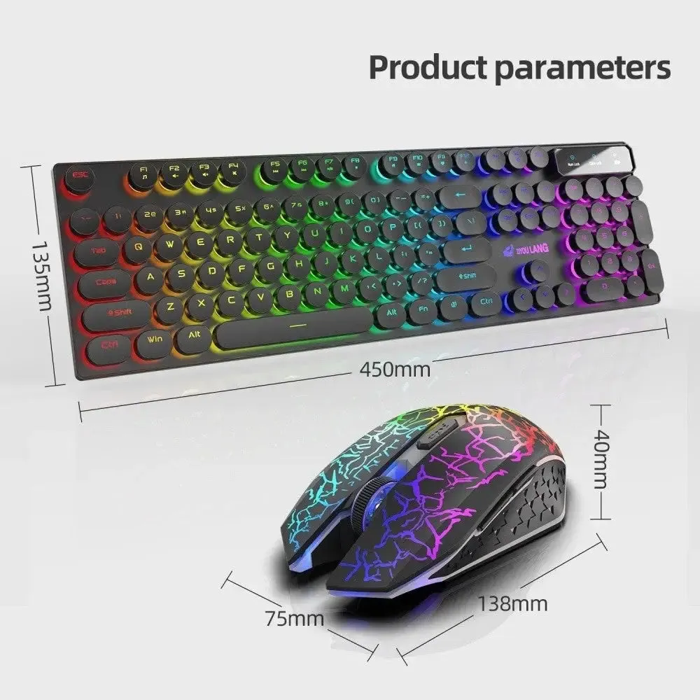 2.4g Wireless Rechargable Rgb Backlight Gaming Keyboard Mouse Combo for Computer Laptop
