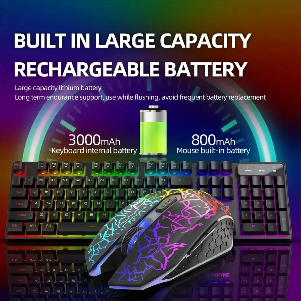 2.4g Wireless Rechargable Rgb Backlight Gaming Keyboard Mouse Combo for Computer Laptop