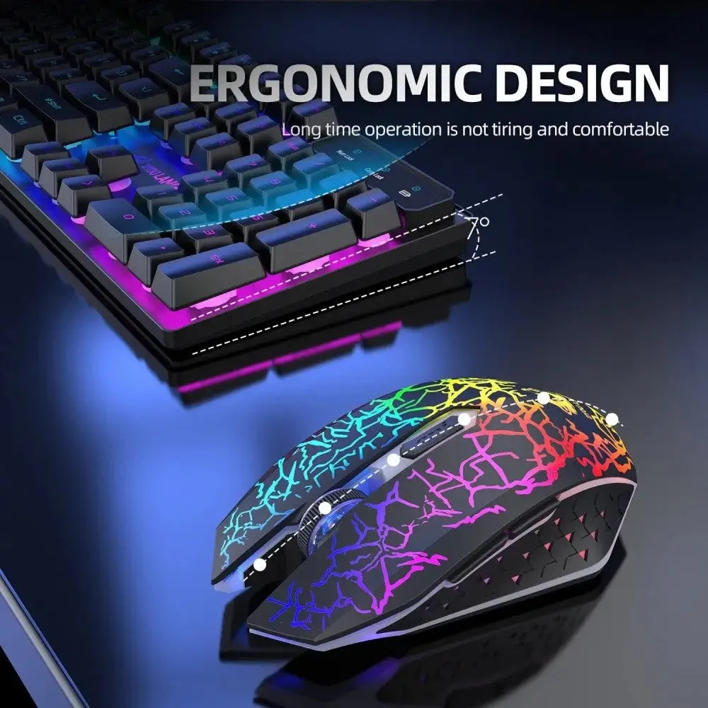 2.4g Wireless Rechargable Rgb Backlight Gaming Keyboard Mouse Combo for Computer Laptop