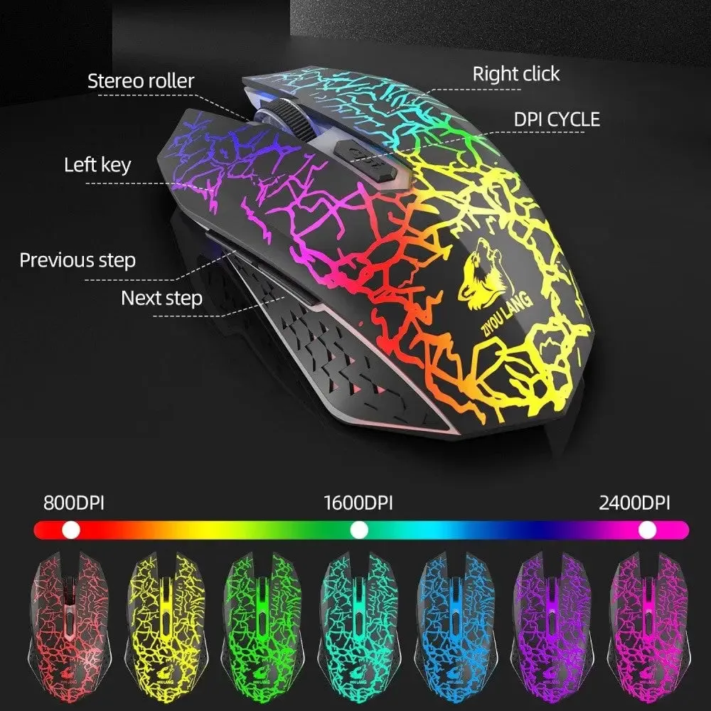 2.4g Wireless Rechargable Rgb Backlight Gaming Keyboard Mouse Combo for Computer Laptop