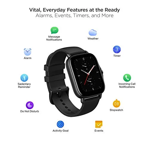 Amazfit GTS 2e Smartwatch For Men Women with Alexa & GPS, Fitness Tracker with 90 Sports Modes, 14 Day Battery Life, Blood Oxygen Heart Rate Monitor, Waterproof, for Android Phone iPhones, Black