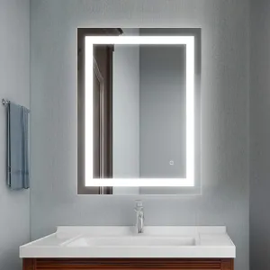 Antique Mirror Bright LED Bathroom Mirror, Modern Sleek Wall Mounted LED Mirror, Illuminated Dimmable Vanity Mirror with Lights, 24 x 18 inch Led Bathroom Mirror, Grey (LED21, Unframed, Rectangular)