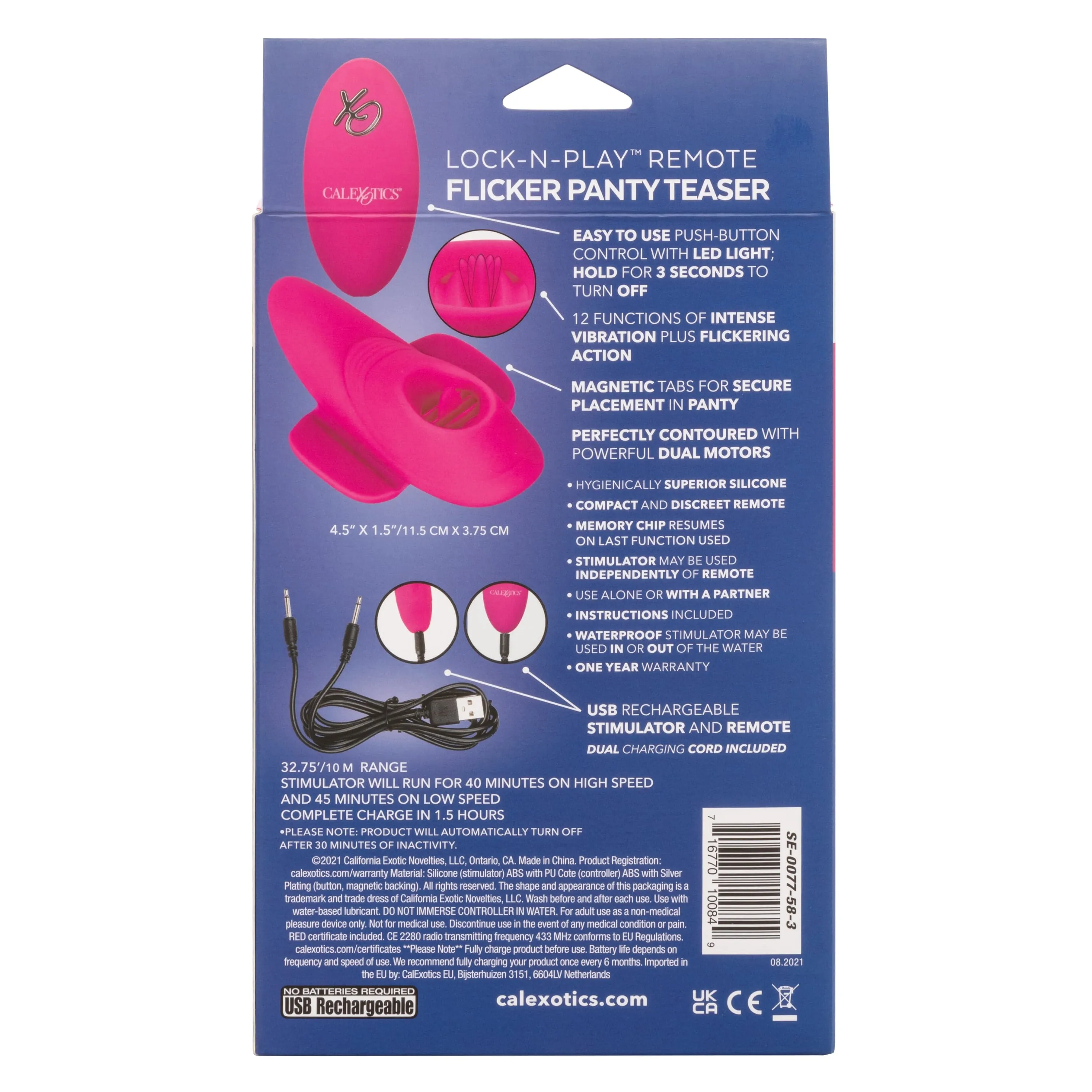 California Exotics - Lock N Play Remote Flicker Panty Teaser Vibrator (Pink)