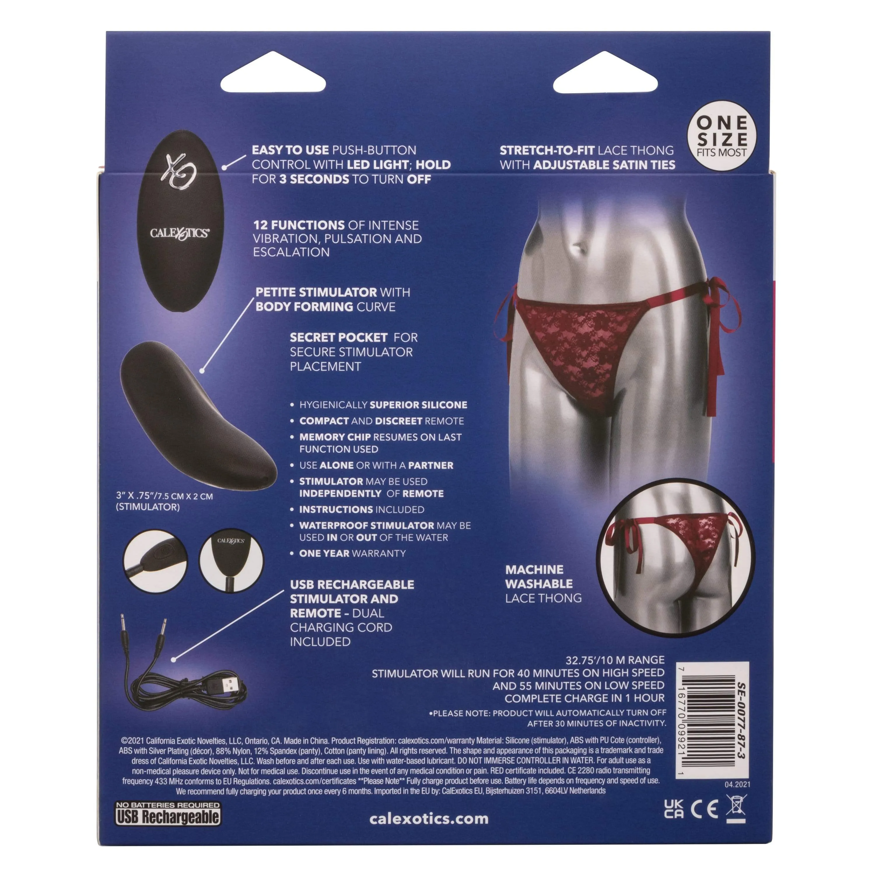 California Exotics - Remote Control Vibrating Lace Thong Set O/S