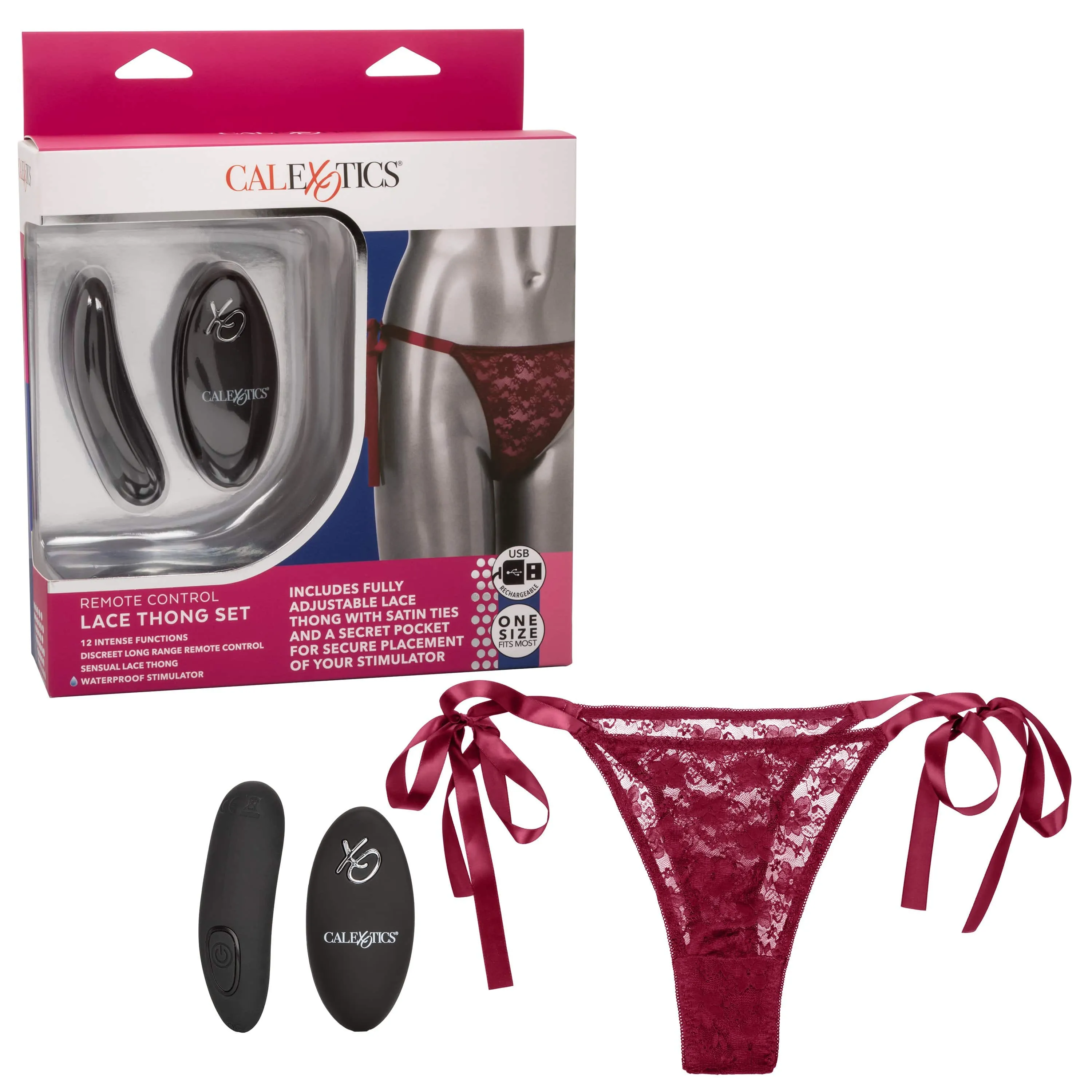 California Exotics - Remote Control Vibrating Lace Thong Set O/S