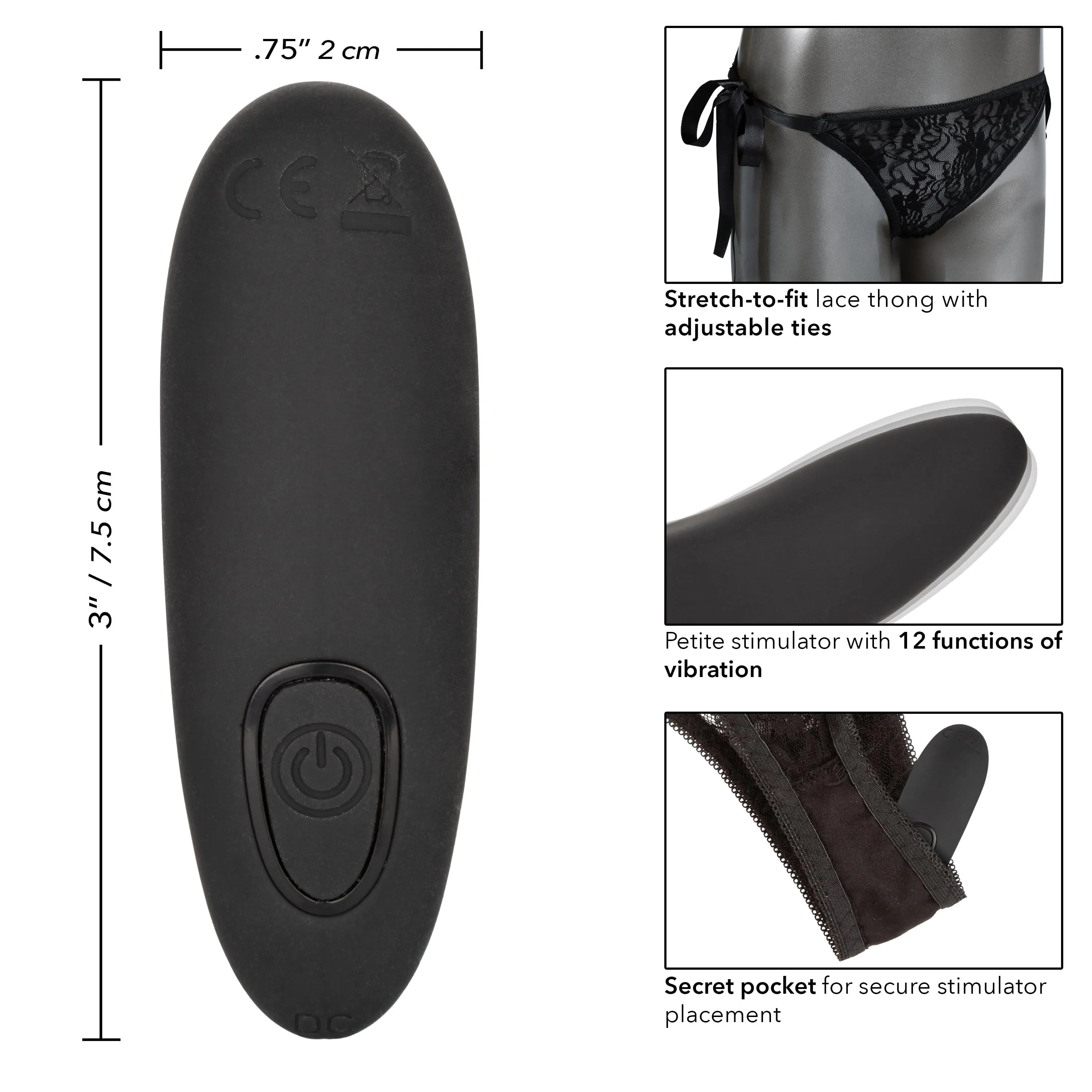 California Exotics - Remote Control Vibrating Lace Thong Set O/S