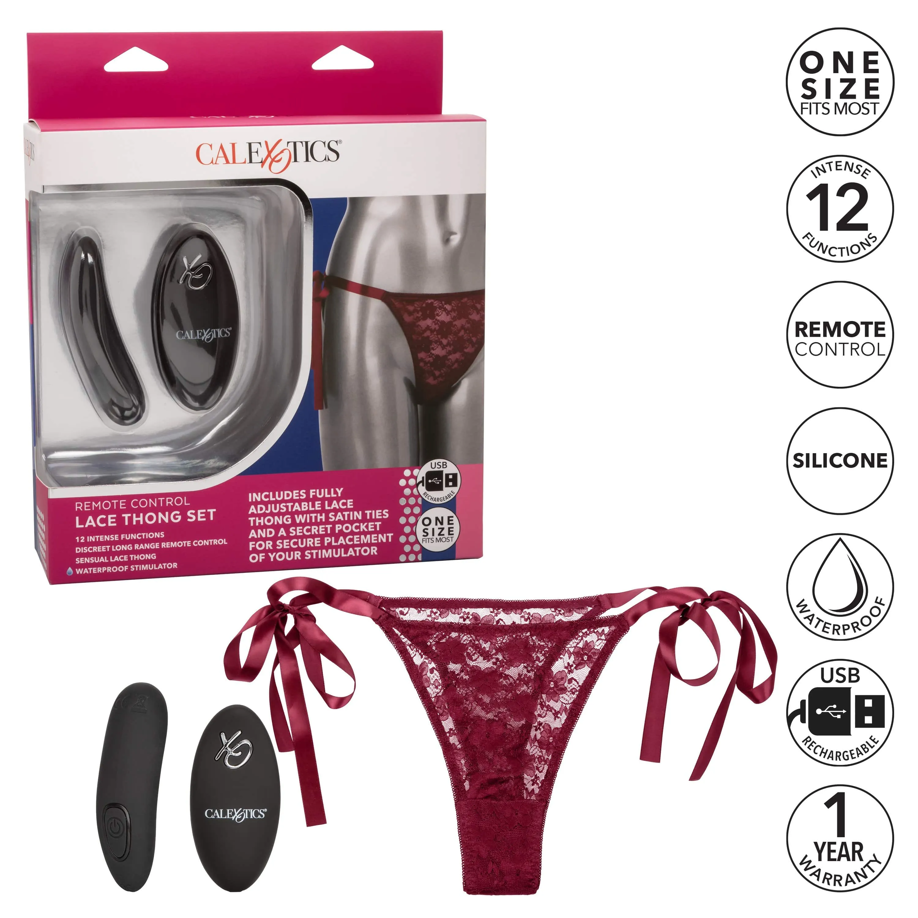 California Exotics - Remote Control Vibrating Lace Thong Set O/S