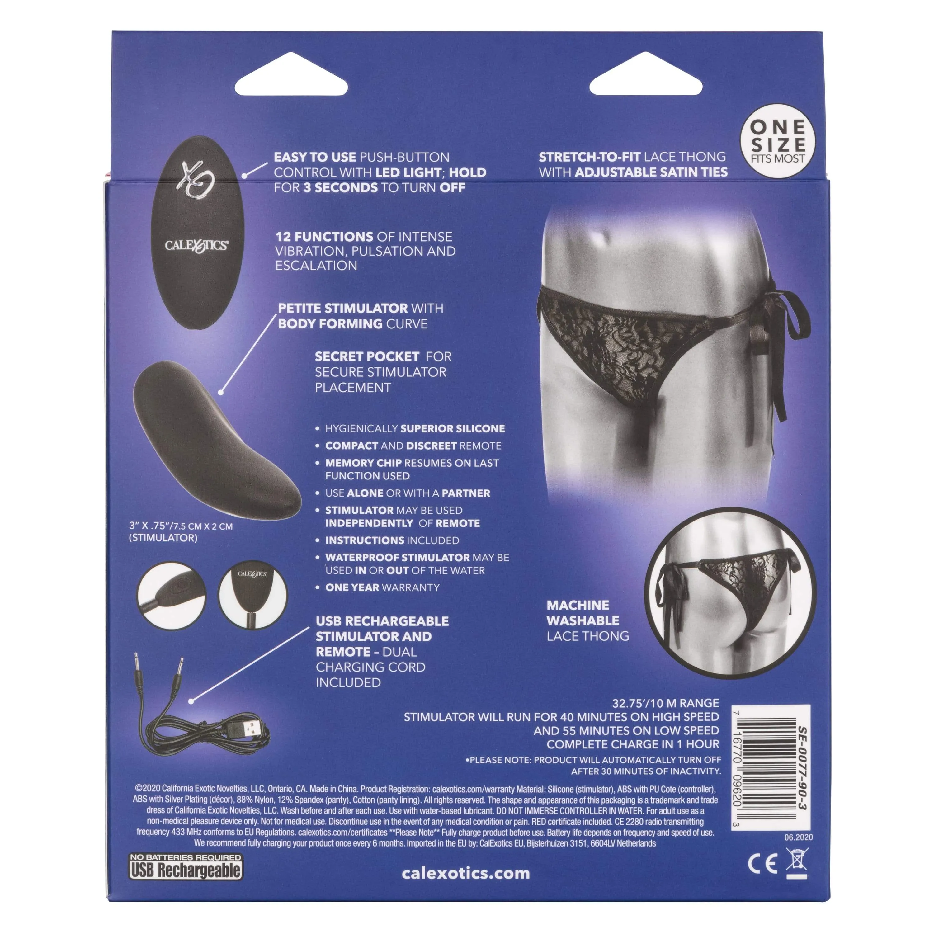 California Exotics - Remote Control Vibrating Lace Thong Set O/S