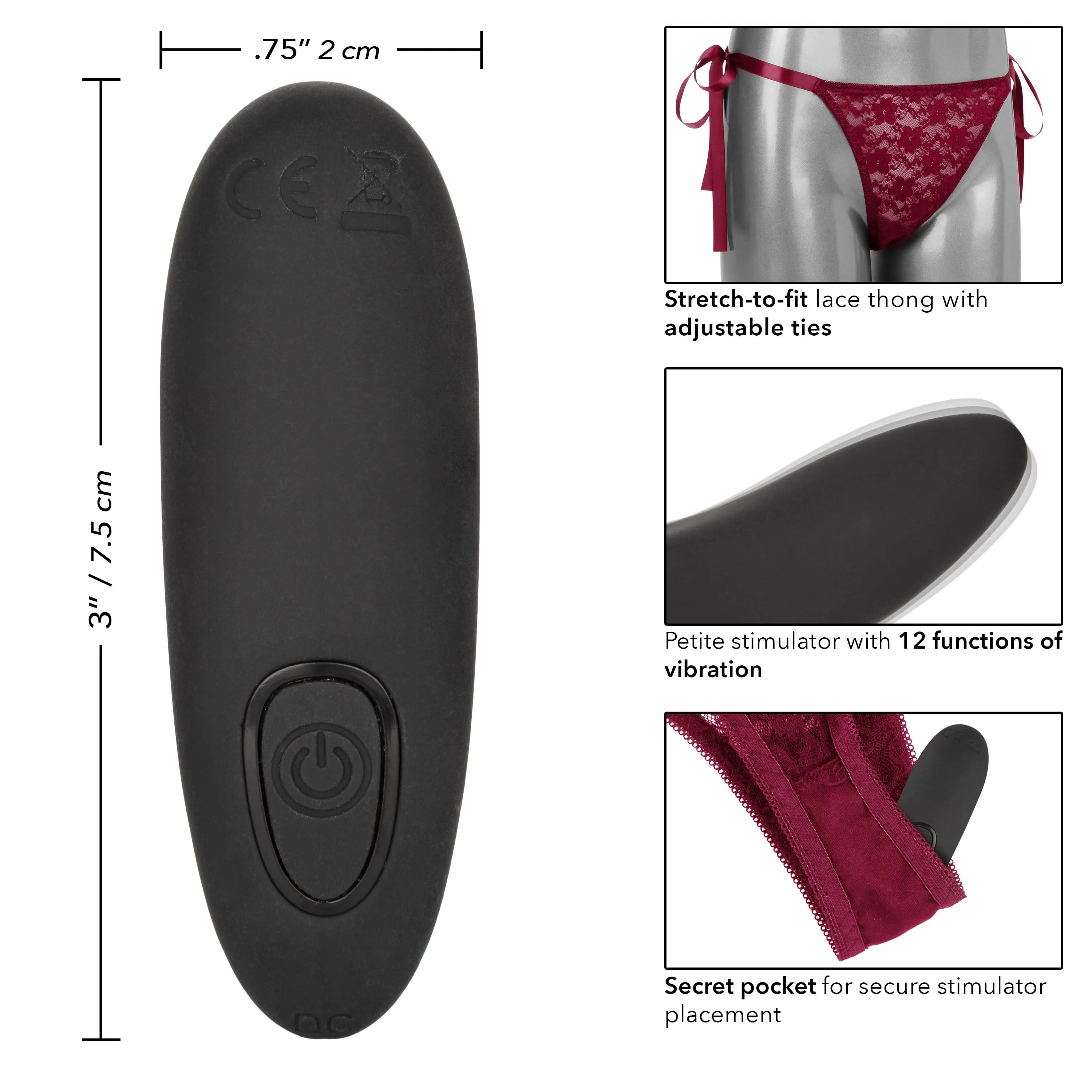 California Exotics - Remote Control Vibrating Lace Thong Set O/S