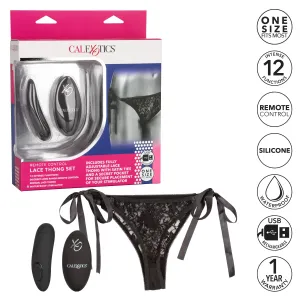 California Exotics - Remote Control Vibrating Lace Thong Set O/S