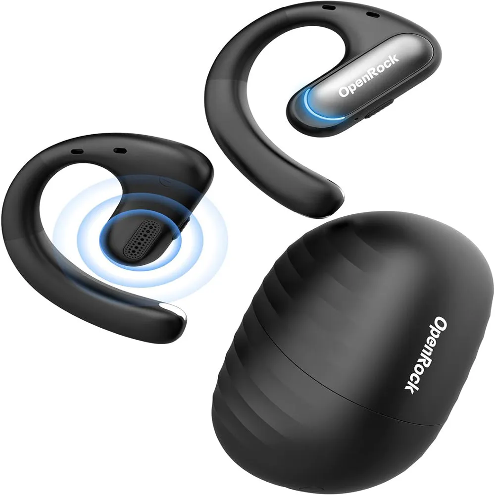 [CLEARANCE] OpenRock Pro True Wireless Air Conduction Bluetooth 5.2 Sports Earbuds with 48 Hours of Battery Life, Noise Cancelling Microphone, Button Controls, Sweat and Dust Resistance, Open Ear Hook Type Earphone Design