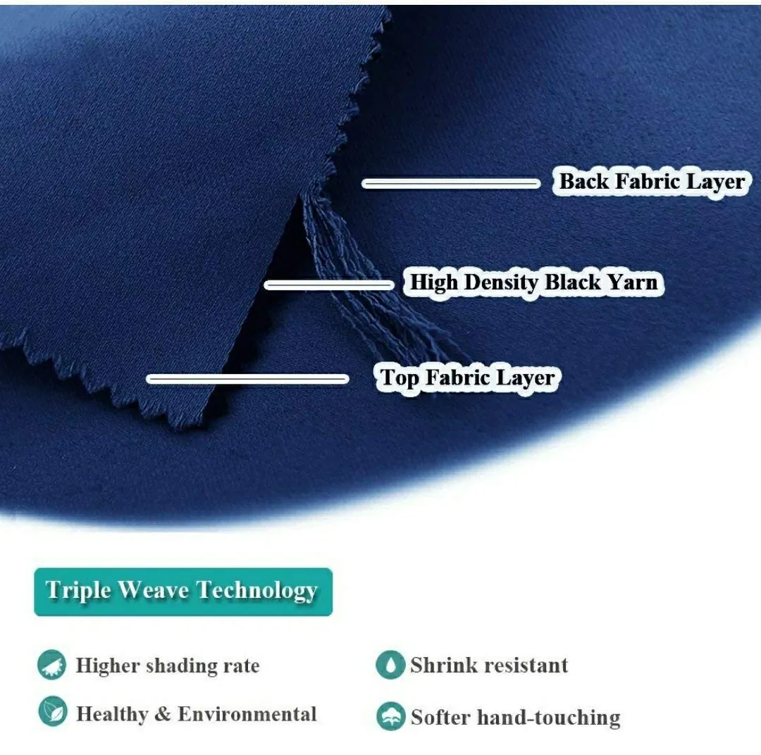Comfy Home Fabric Solid Grommet Curtain, 7 Feet, Blue, Pack of 2