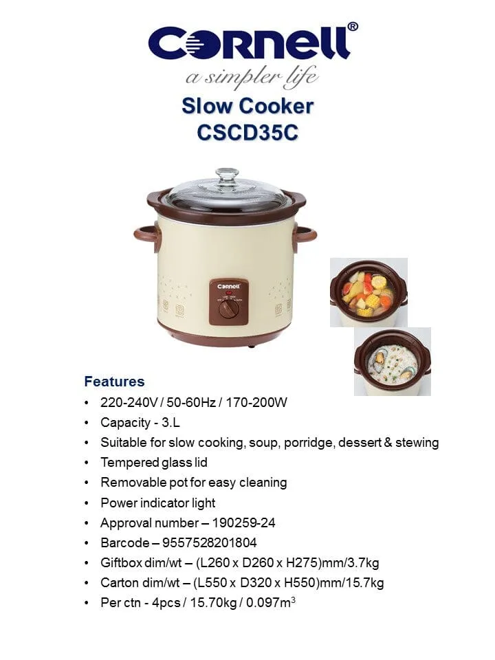 Cornell CSC-D35C Slow Cooker 3.0L