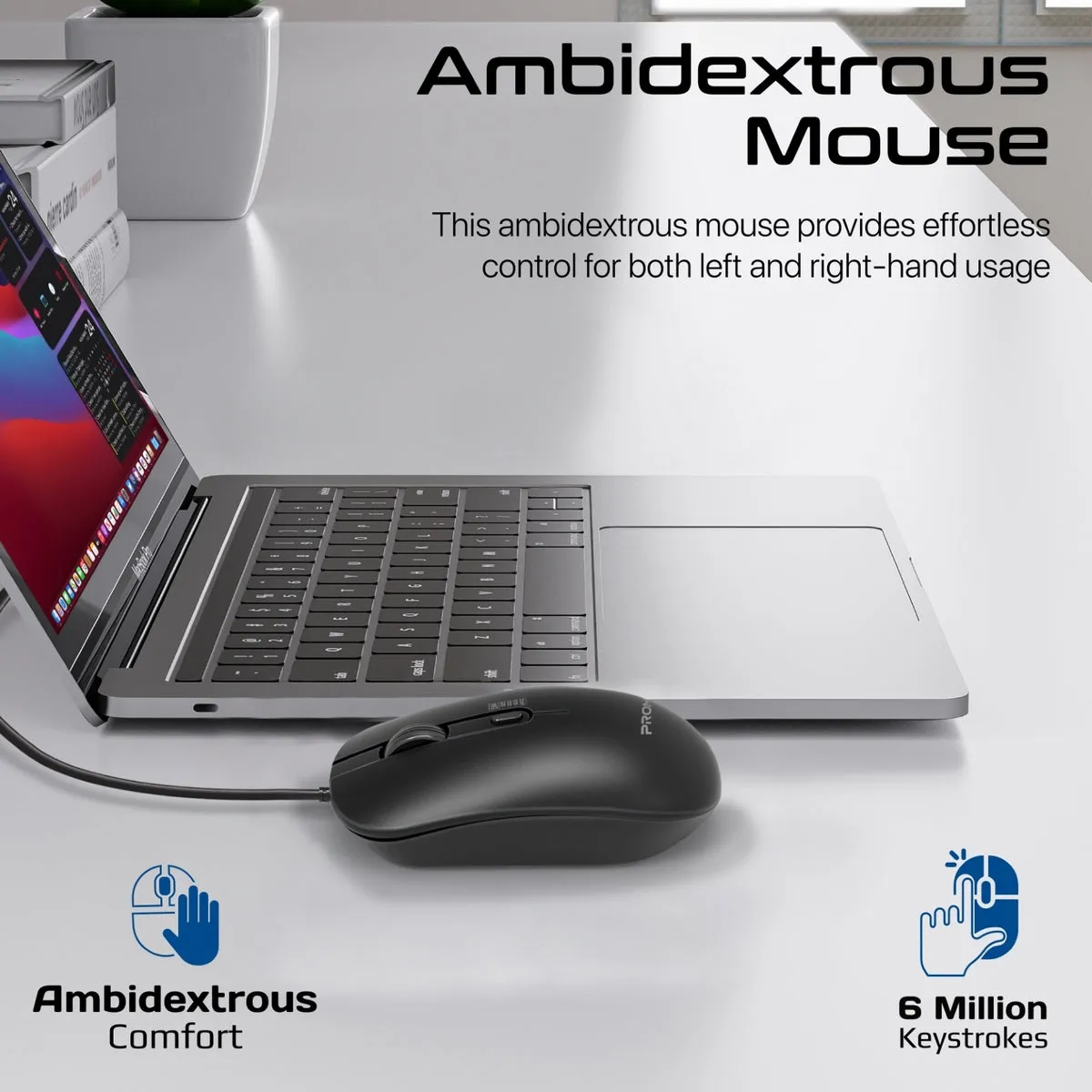 Ergonomic Wired Slim Keyboard with Palm Rest and 2400 DPI Mouse