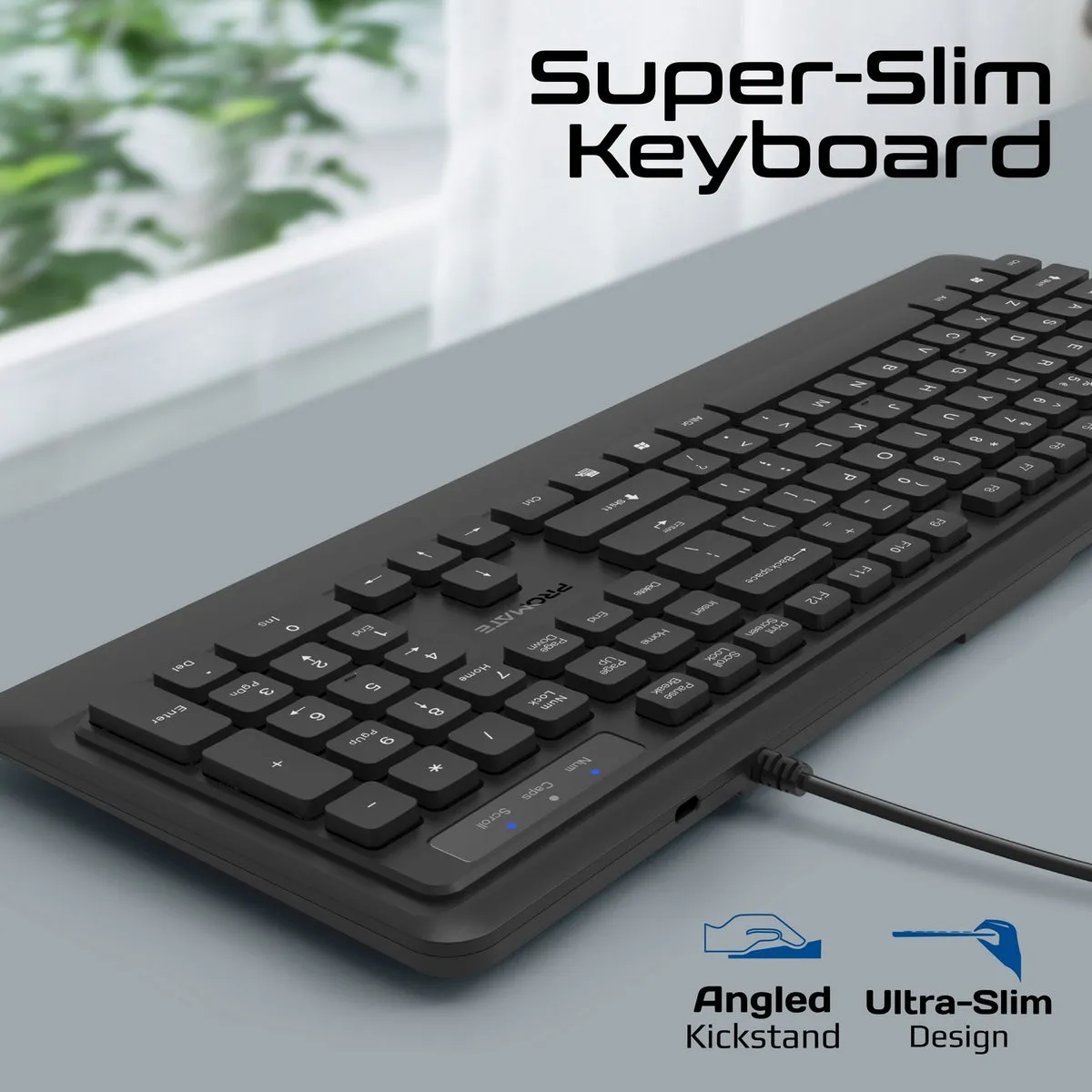 Ergonomic Wired Slim Keyboard with Palm Rest and 2400 DPI Mouse
