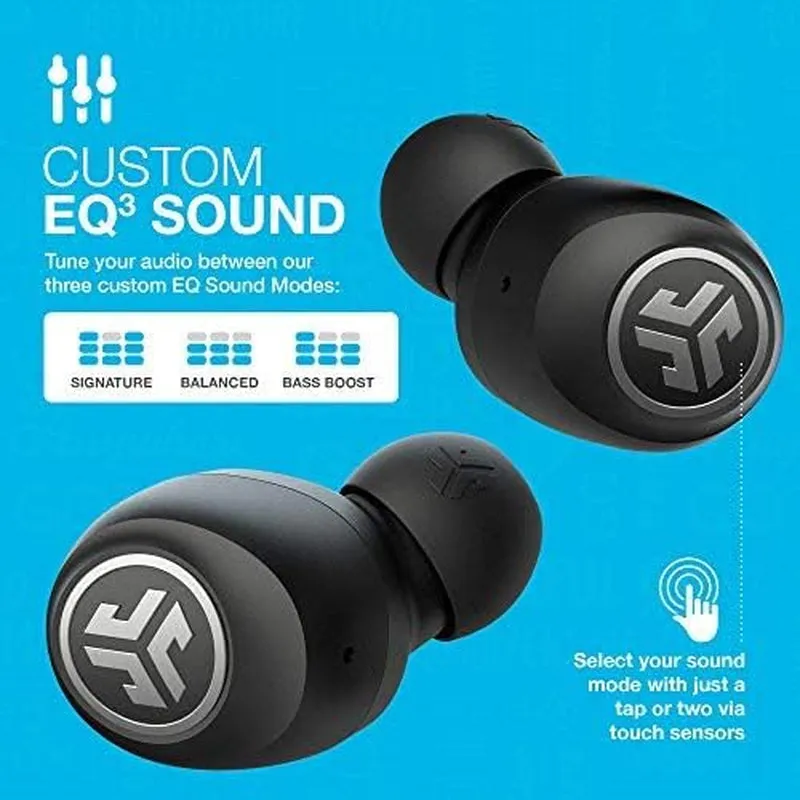 Go Air True Wireless Bluetooth Earbuds   Charging Case, Black, Dual Connect, IP44 Sweat Resistance, Bluetooth 5.0 Connection, 3 EQ Sound Settings Signature, Balanced, Bass Boost