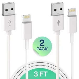 iPhone Charger Lightning Cable Set, Infinite Power, 2 Pack 3FT USB Cable, Compatible with Apple iPhone Xs,Xs Max,XR,X,8,8 Plus,7,7 Plus,6S,6S Plus,iPad Air,Mini/iPod Touch/Case,Charging & Syncing Cord