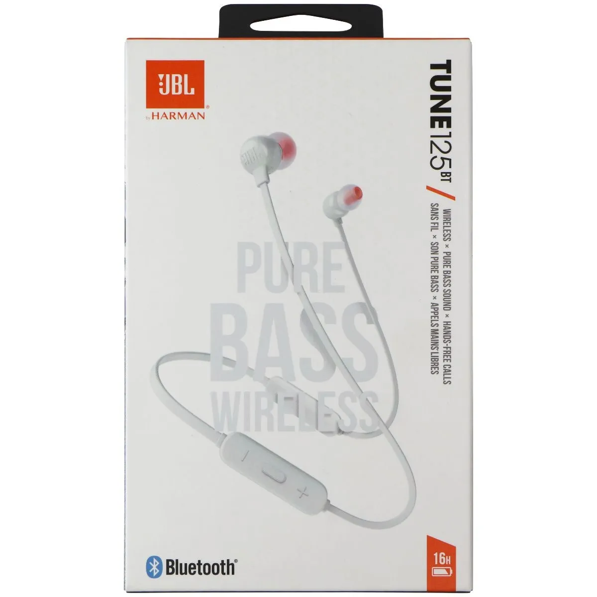 JBL Tune 125 BT Bluetooth Wireless In-Ear Headphones with Mic / Remote - White