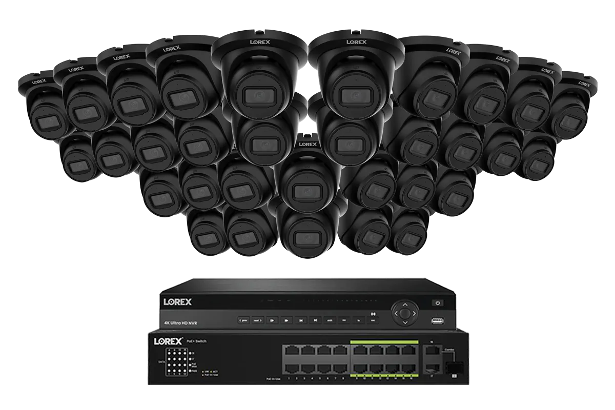 Lorex Elite Series 4K 32 Camera Capable 8TB Wired NVR System with 4MP (2K) A4 IP Turret Cameras