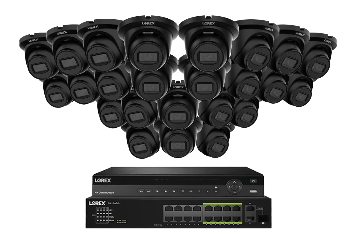 Lorex Elite Series 4K 32 Camera Capable 8TB Wired NVR System with 4MP (2K) A4 IP Turret Cameras