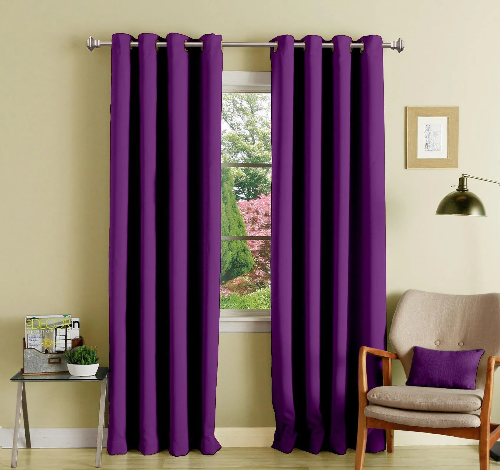 Lushomes Blackout Curtain, Purple Door Curtains with 8 Eyelets, curtains 7.5 feet long, curtains & drapes, parda (54 x 90 inches, Single pc)