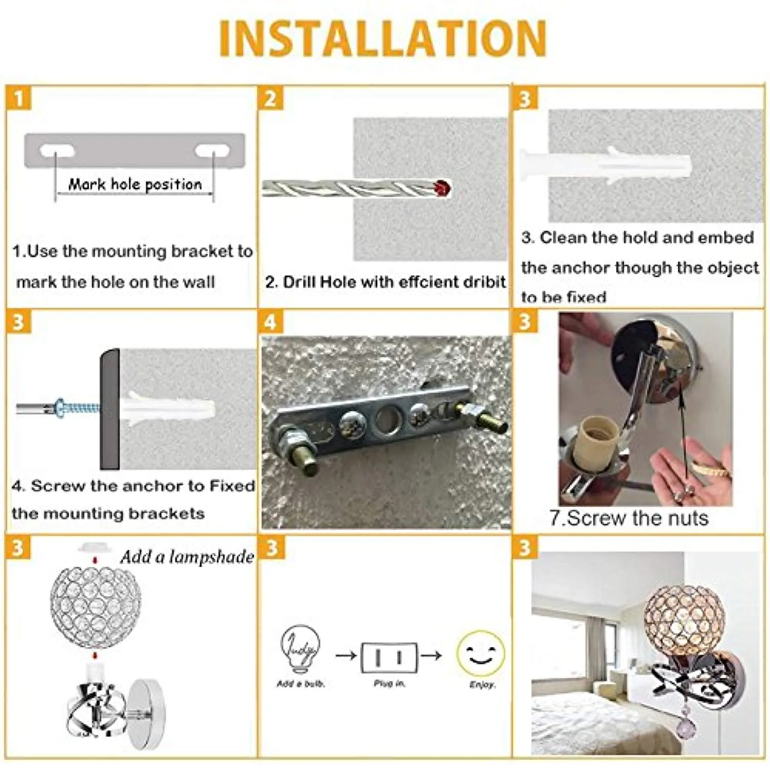 Luxury Crystal Wall Light Chrome Finish Wall Sconce Pack of 2 (Silver)