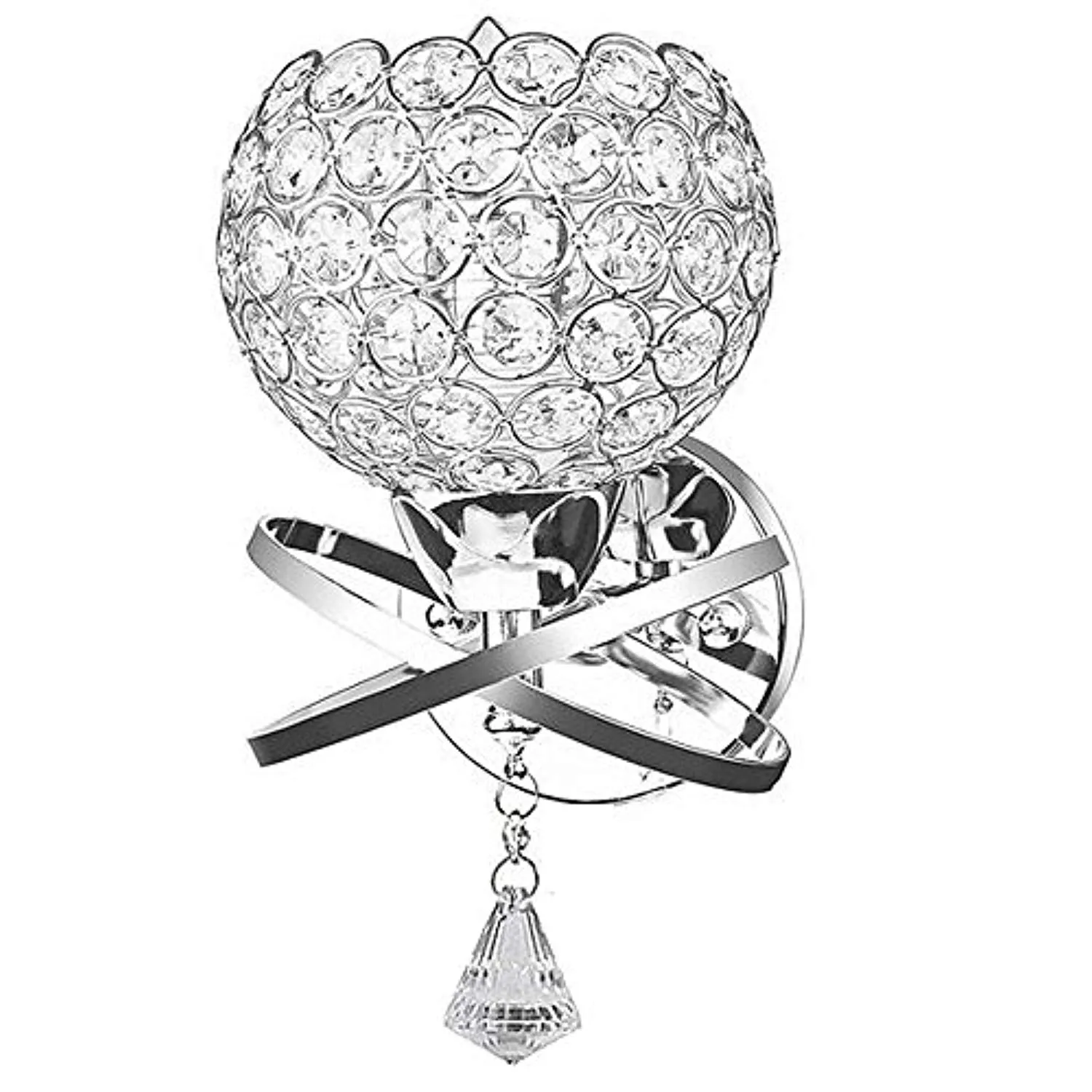 Luxury Crystal Wall Light Chrome Finish Wall Sconce Pack of 2 (Silver)