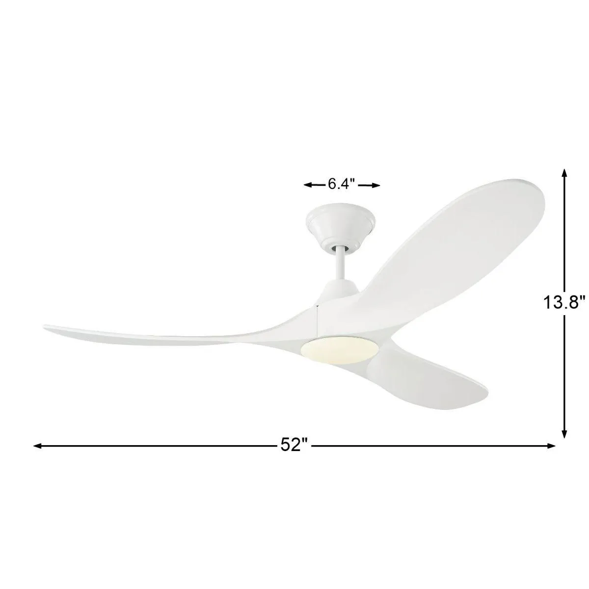 Maverick II 52 Inch Matte White Damp Rated LED Ceiling Fan with Remote