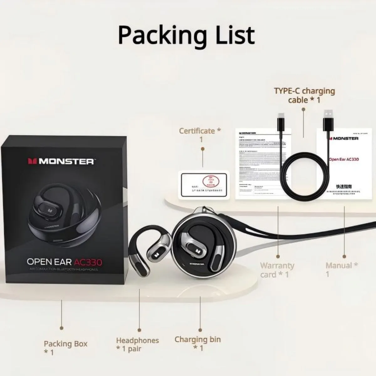 MONSTER AC330 Open Ear Bluetooth Earphones