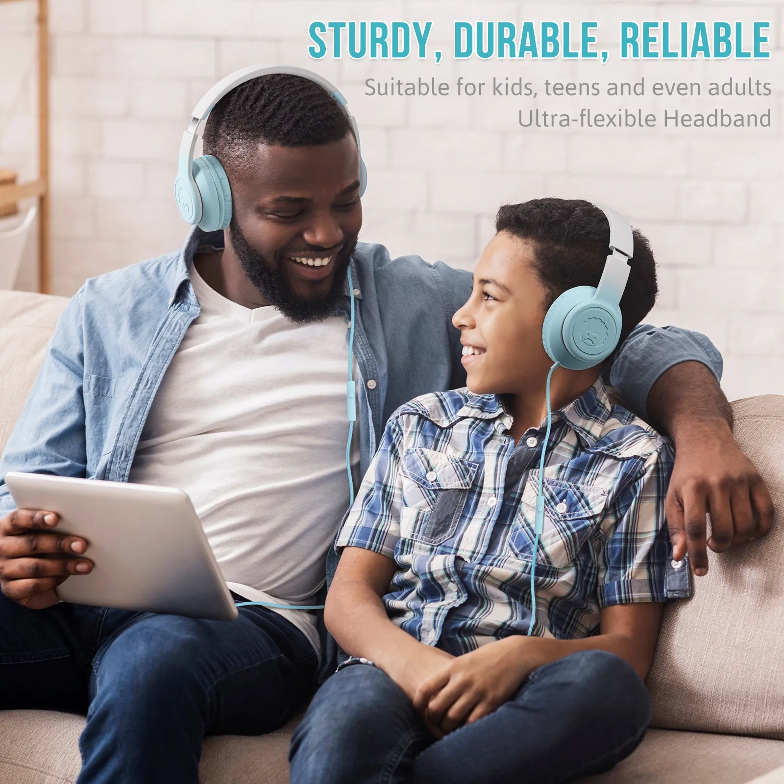Rockpapa L22 Folding Wired Kids Headphones with Microphone for School Travel Laptop Tablet