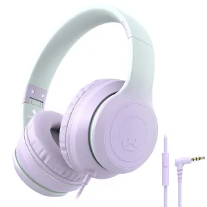 Rockpapa L22 Folding Wired Kids Headphones with Microphone for School Travel Laptop Tablet