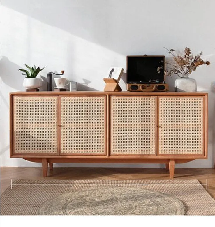 SADIE Rattan Buffet Sideboard Solid Wood Coastal Island ( 2 Color 2 Size )