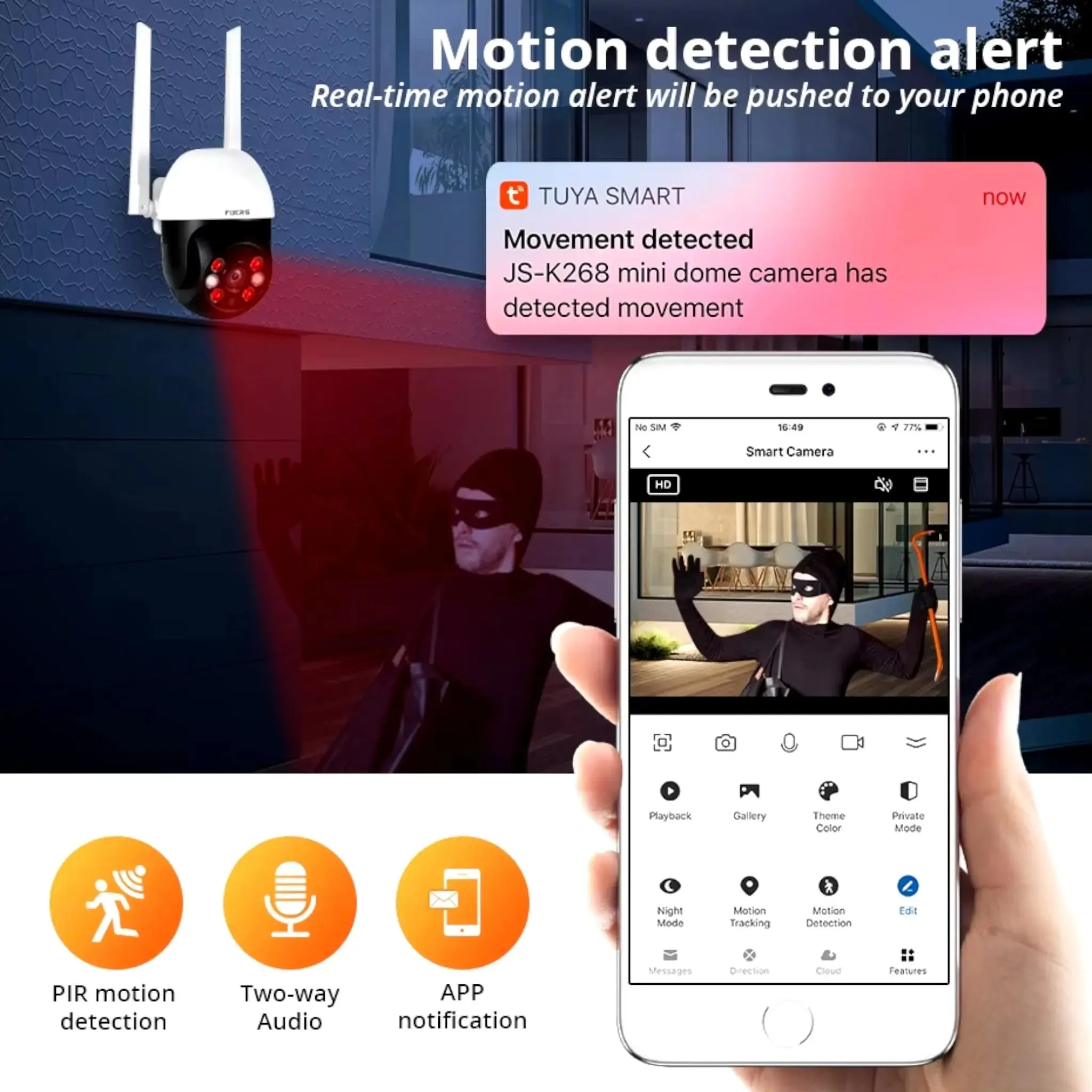 Smart Security IP Camera – Outdoor Motion Tracking & Detection