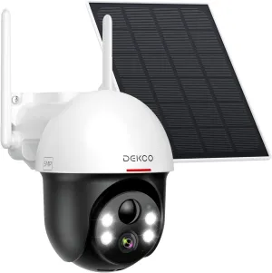 Solar Powered 2.4G WiFi 360° View Pan Tilt Strobe Wireless Outdoor Home Security System with Motion Detection Siren and Clear Night Vision