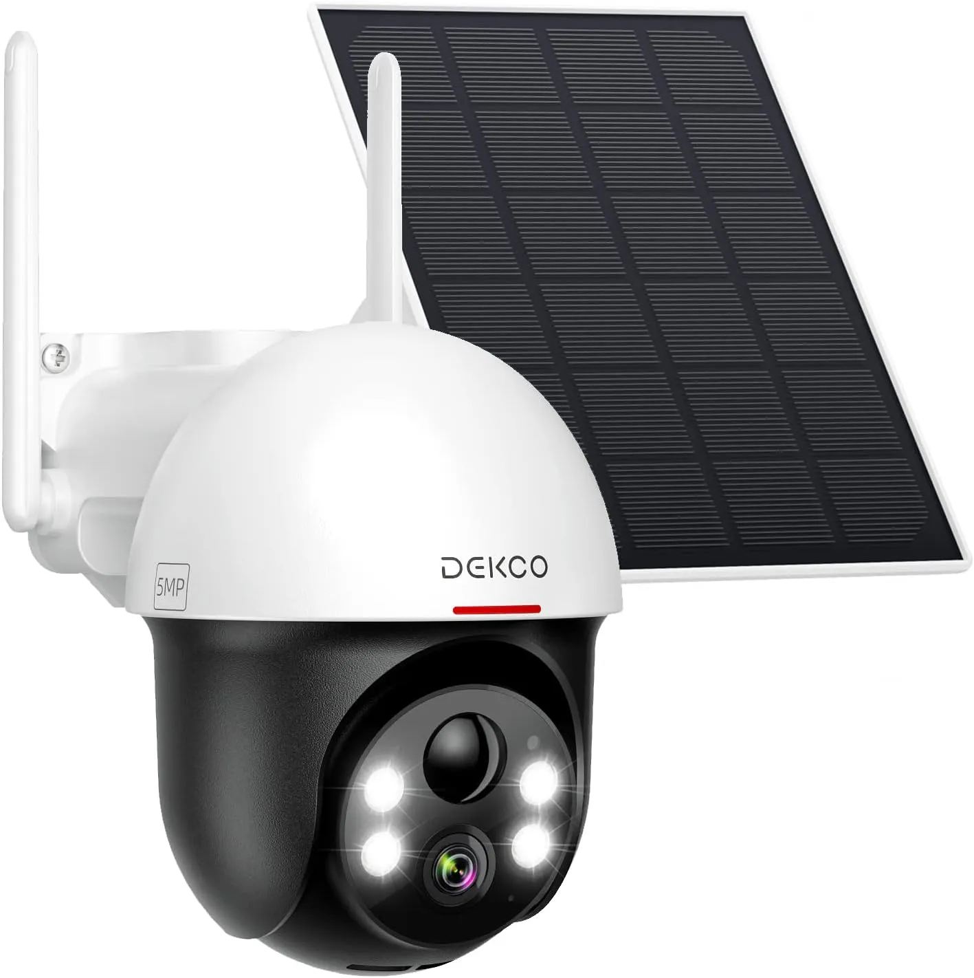 Solar Powered 2.4G WiFi 360° View Pan Tilt Strobe Wireless Outdoor Home Security System with Motion Detection Siren and Clear Night Vision