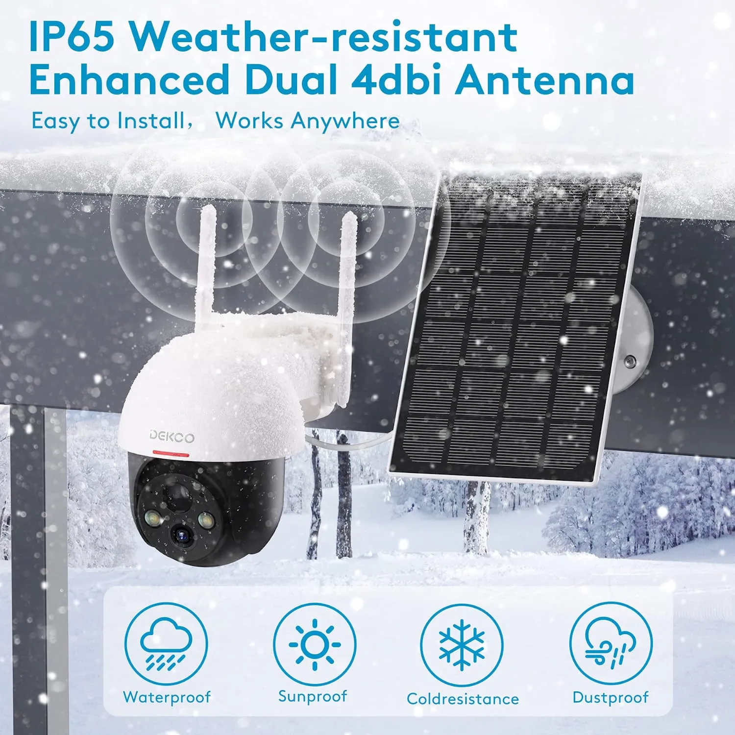Solar Powered 2.4G WiFi 360° View Pan Tilt Strobe Wireless Outdoor Home Security System with Motion Detection Siren and Clear Night Vision