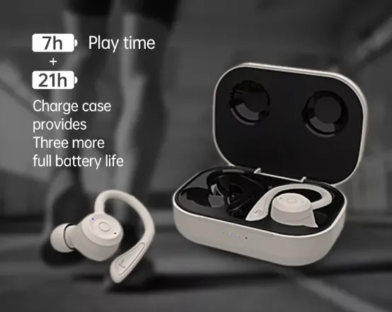T20 Stereo True Wireless Bluetooth Sports Earphones with Earhook 2-in-1 Combo Super Bass Big Battery Headset