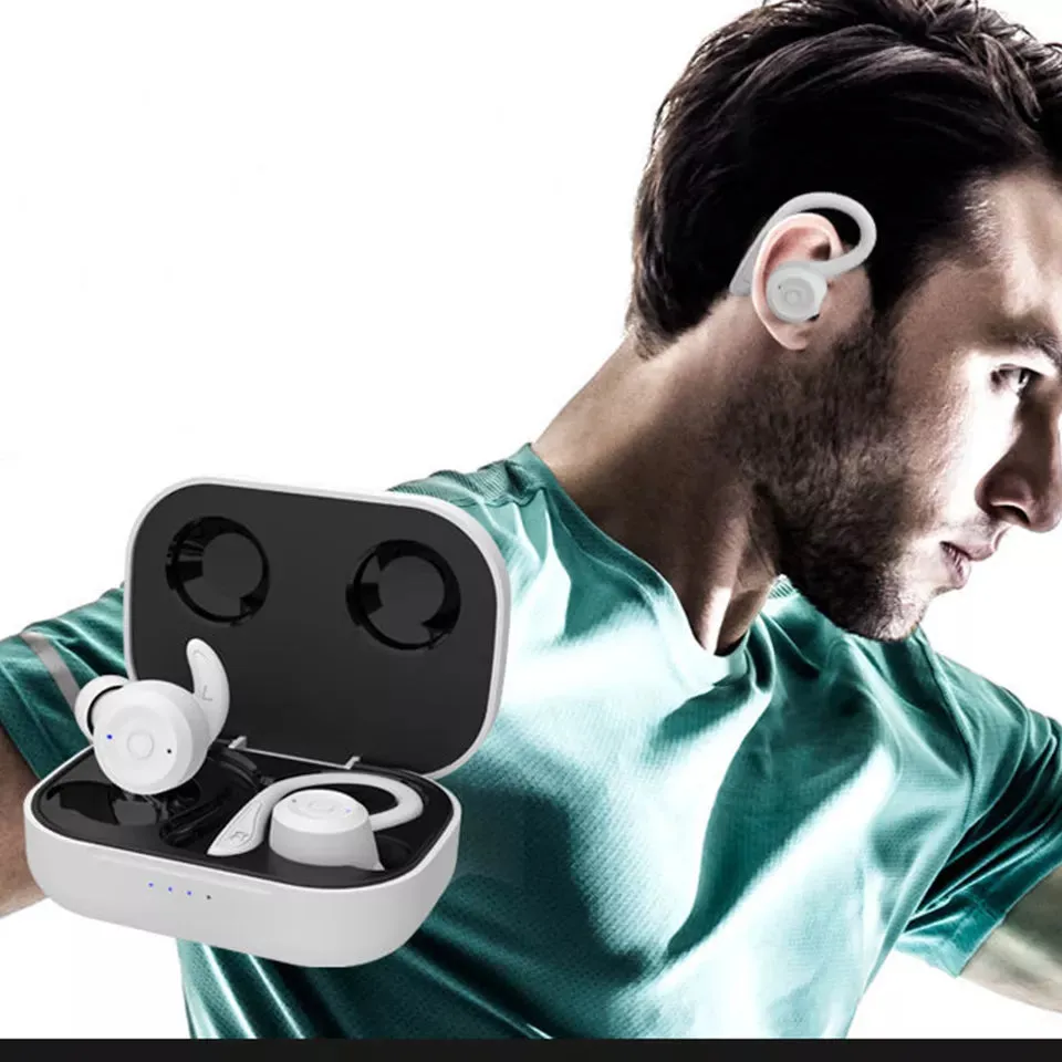 T20 Stereo True Wireless Bluetooth Sports Earphones with Earhook 2-in-1 Combo Super Bass Big Battery Headset