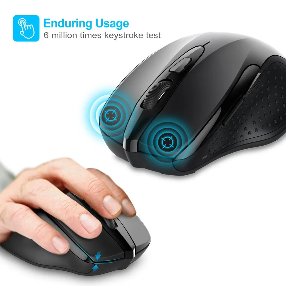 TeckNet Pro Wireless Mouse Nano Receiver Ergonomic Mice - 6 Buttons 2400DPI